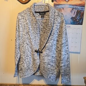 Women's Marled Black and White Cardigan